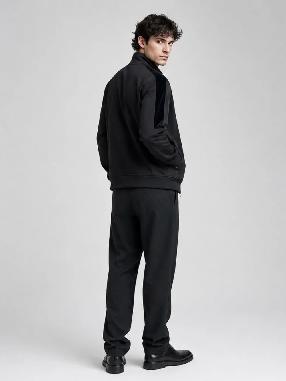 Helmut Lang Full Zip Track Jacket Stand Collar Black Minimal Modern size large